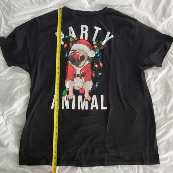 Party Animal Festive Pug Chriatmas Tee (funny) - Picture 2 of 5
